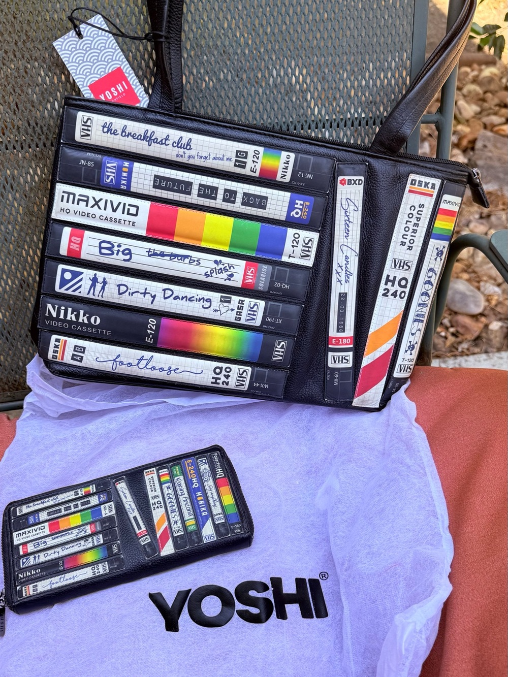 Yoshi Lichfield Black VHS Cassette Print Shoulder Bag - RetroStyle